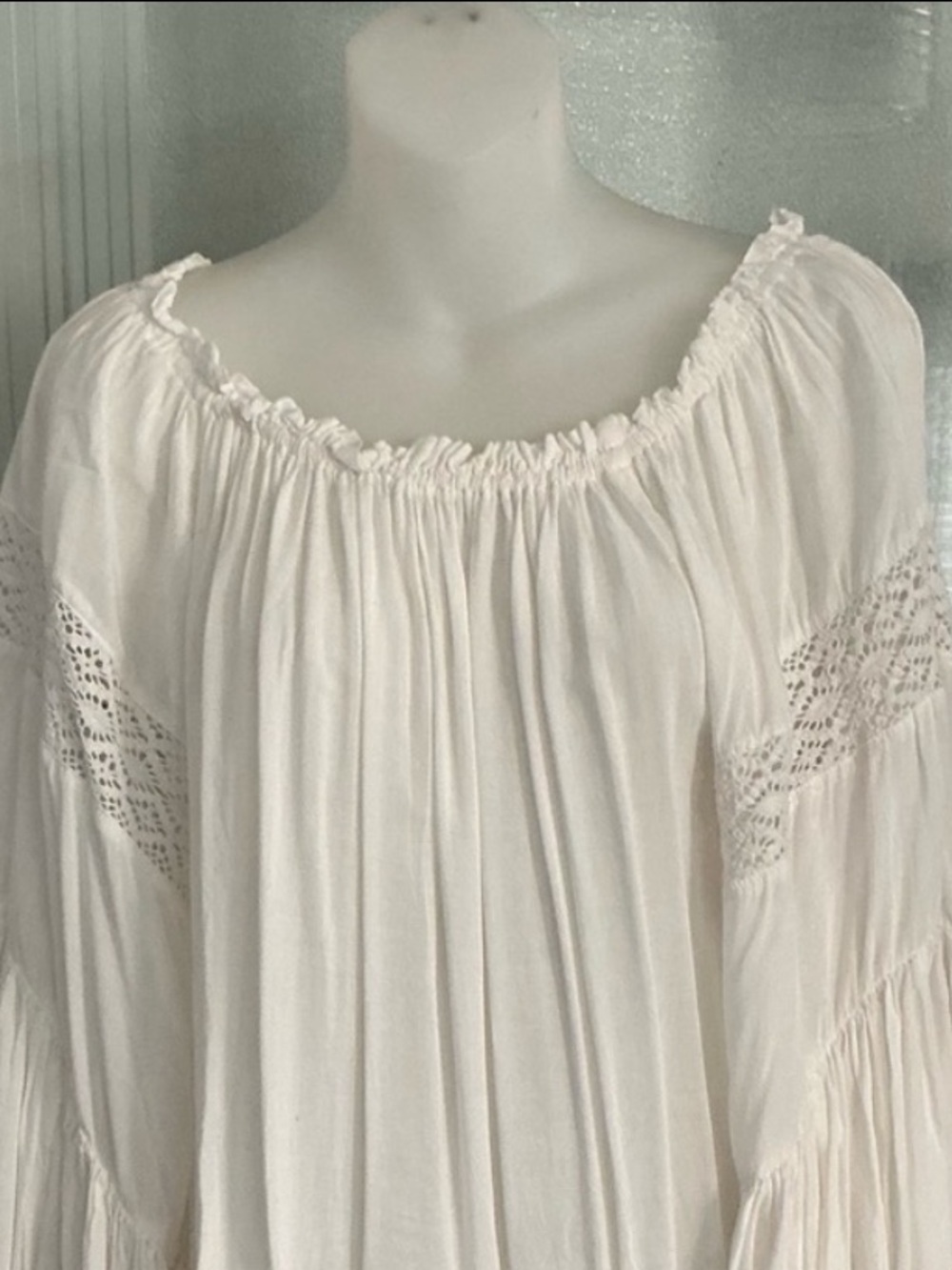 Surf Gypsy White Peasant Top With Angel Sleeves - Picture 6 of 10